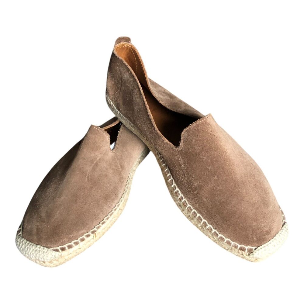 Apoint Suede and Leather Espadrille Jute Flats Loafers Made in‎ Spain Brown 9.5